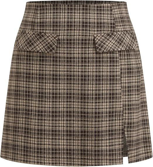 CIDER Mini Skirt High Waist Split Party Basic A Line Skirt | Amazon (US)