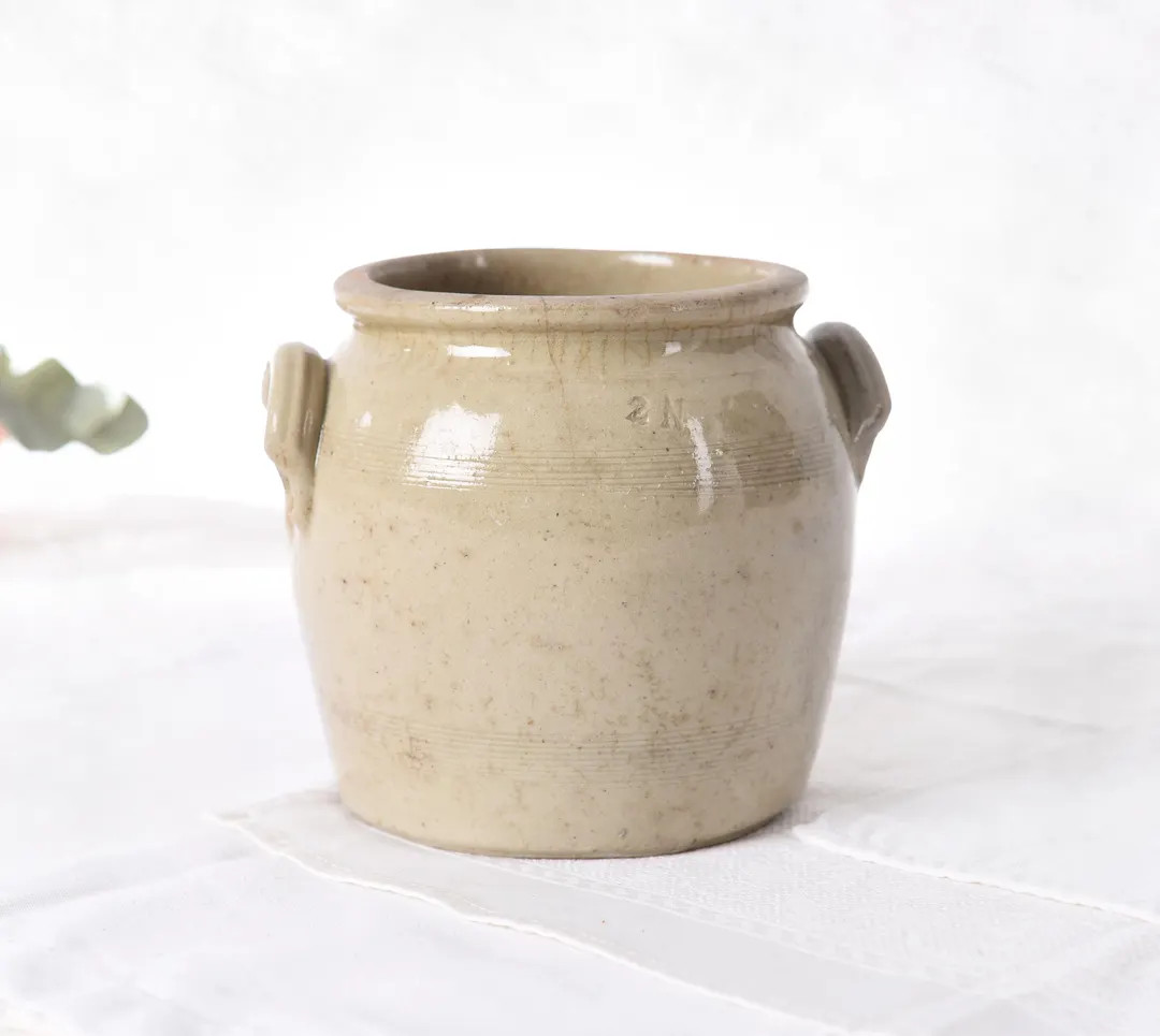 French Antique Confit Pot, Confit Jar, Small Gray Rustic Utensil Holder, Wabi Sabi Vase | Etsy (US)