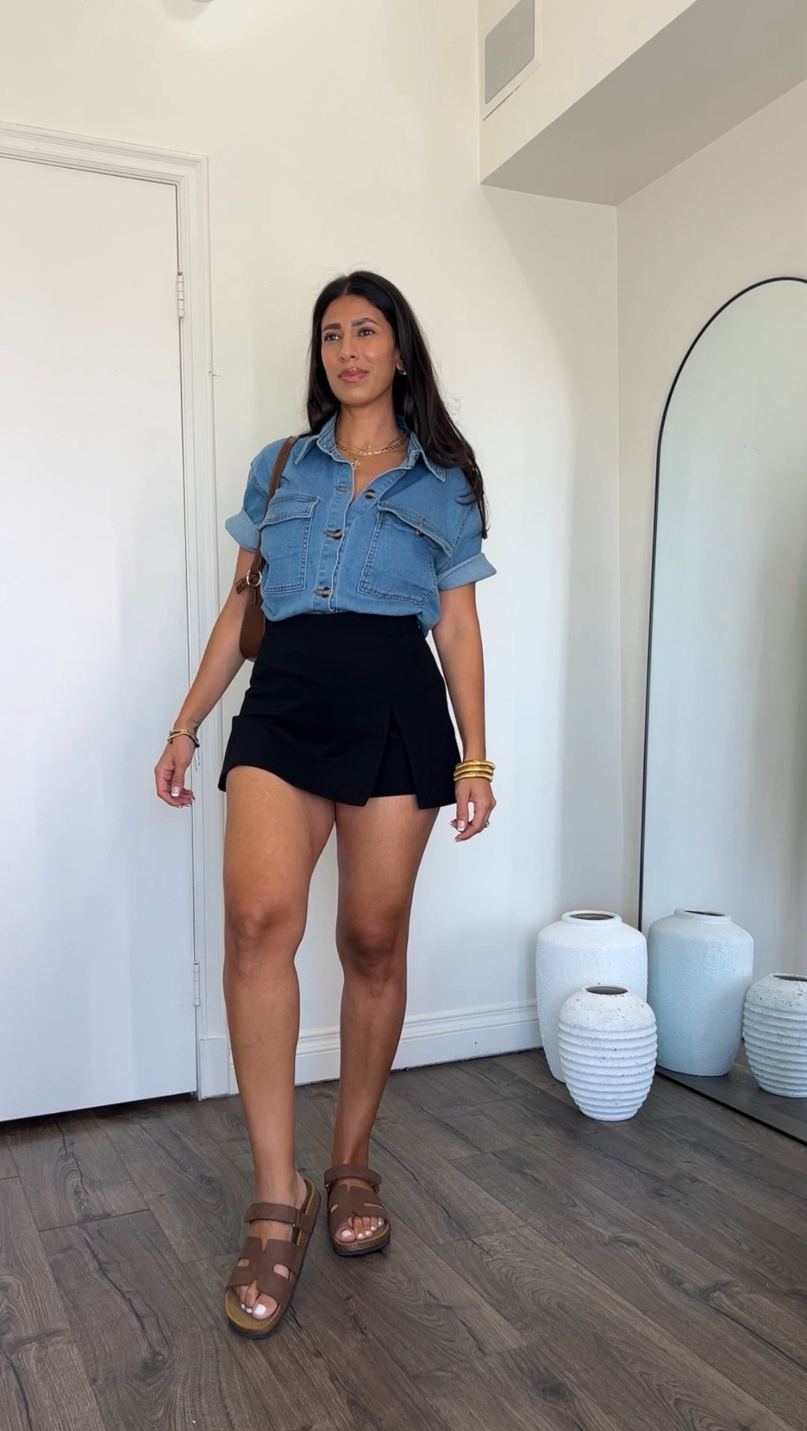 Tailored skort summer to fall outfit idea 
Small in both 

#LTKFindsUnder50 #LTKStyleTip #LTKMidsize