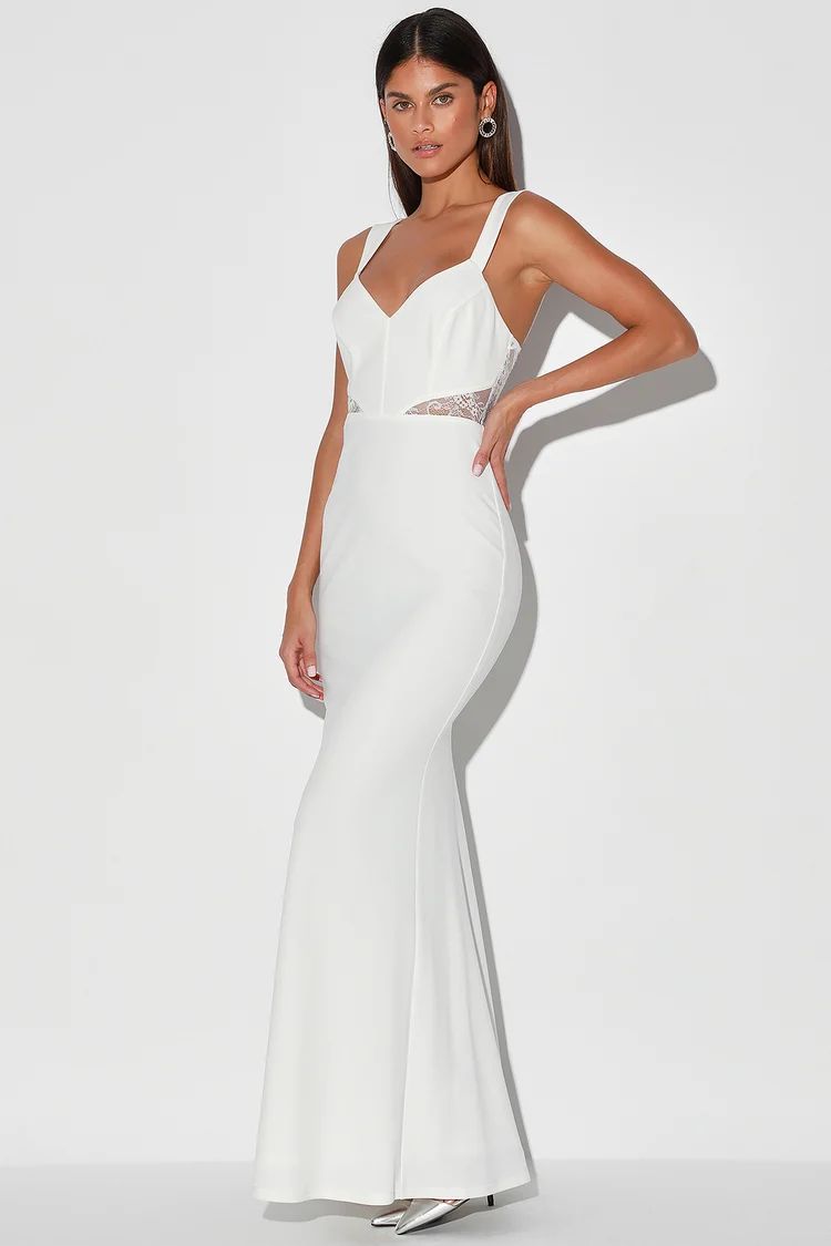 Lace Me See White Lace Cutout Mermaid Maxi Dress | Lulus (US)