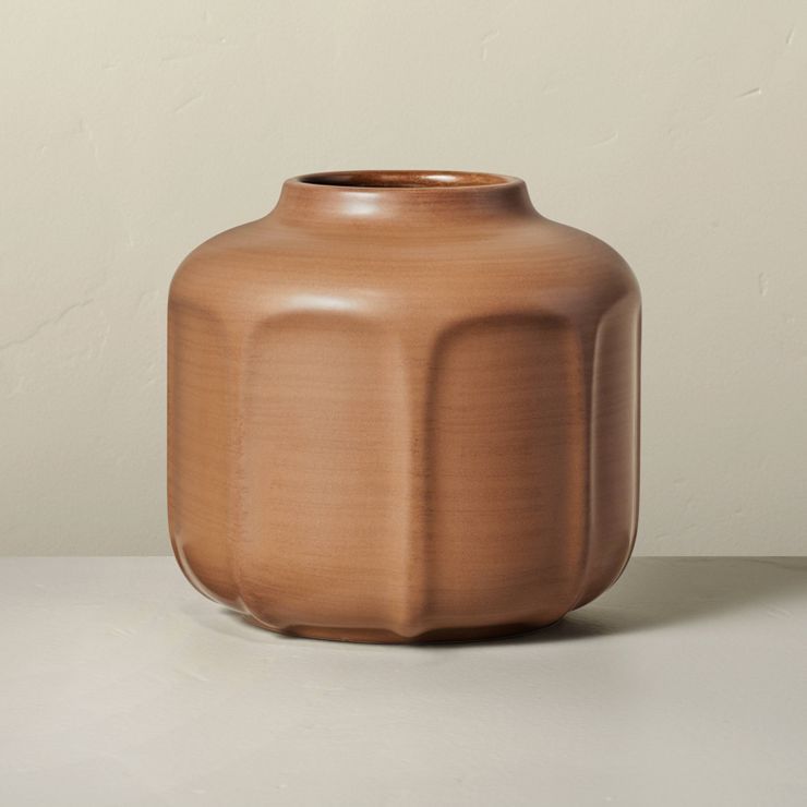 Faceted Ceramic Vase Brown - Hearth & Hand™ with Magnolia | Target