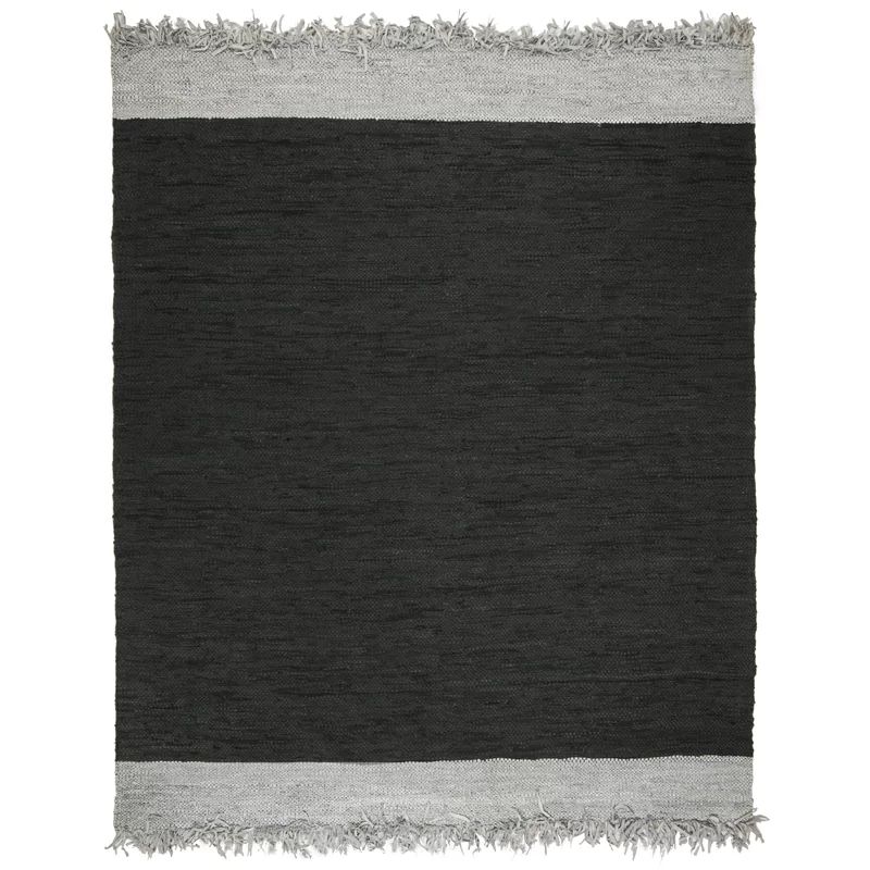 Stadler Handwoven Flatweave Cotton Light Gray/Black Area Rug | Wayfair North America