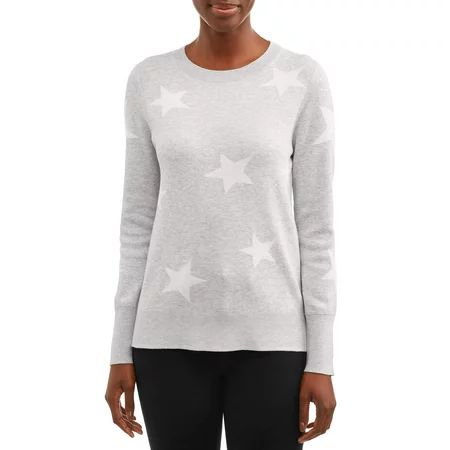 Time and Tru - Women's Star Printed Sweater - Walmart.com | Walmart (US)