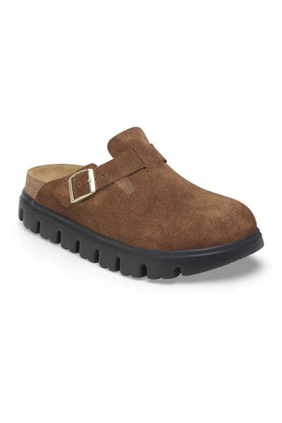 Papillio by Birkenstock Boston Chunky Suede Clogs for Women in Dark Tea | Glik's