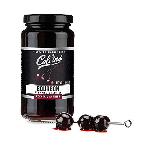 Collins Bourbon Cocktail Cherries - Drinks Garnish for Manhattan or Old Fashioned Cocktails and Desserts, Made with Award Winning Whiskey, 11 Ounce Glass Jar | Amazon (US)