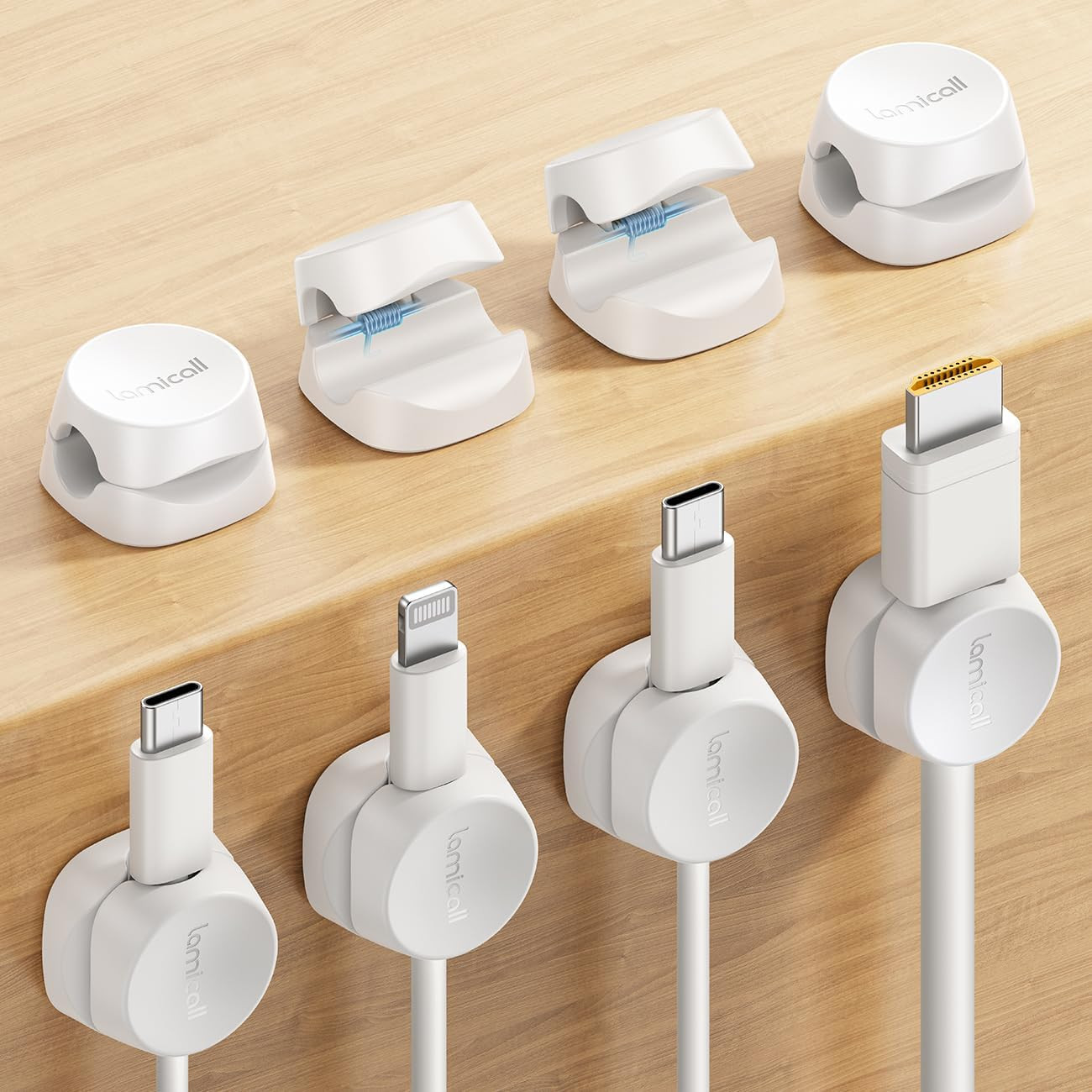 Lamicall 8 Pack Cord Organizer, [1s Lock] Cable Management Clips for Desk | Amazon (US)