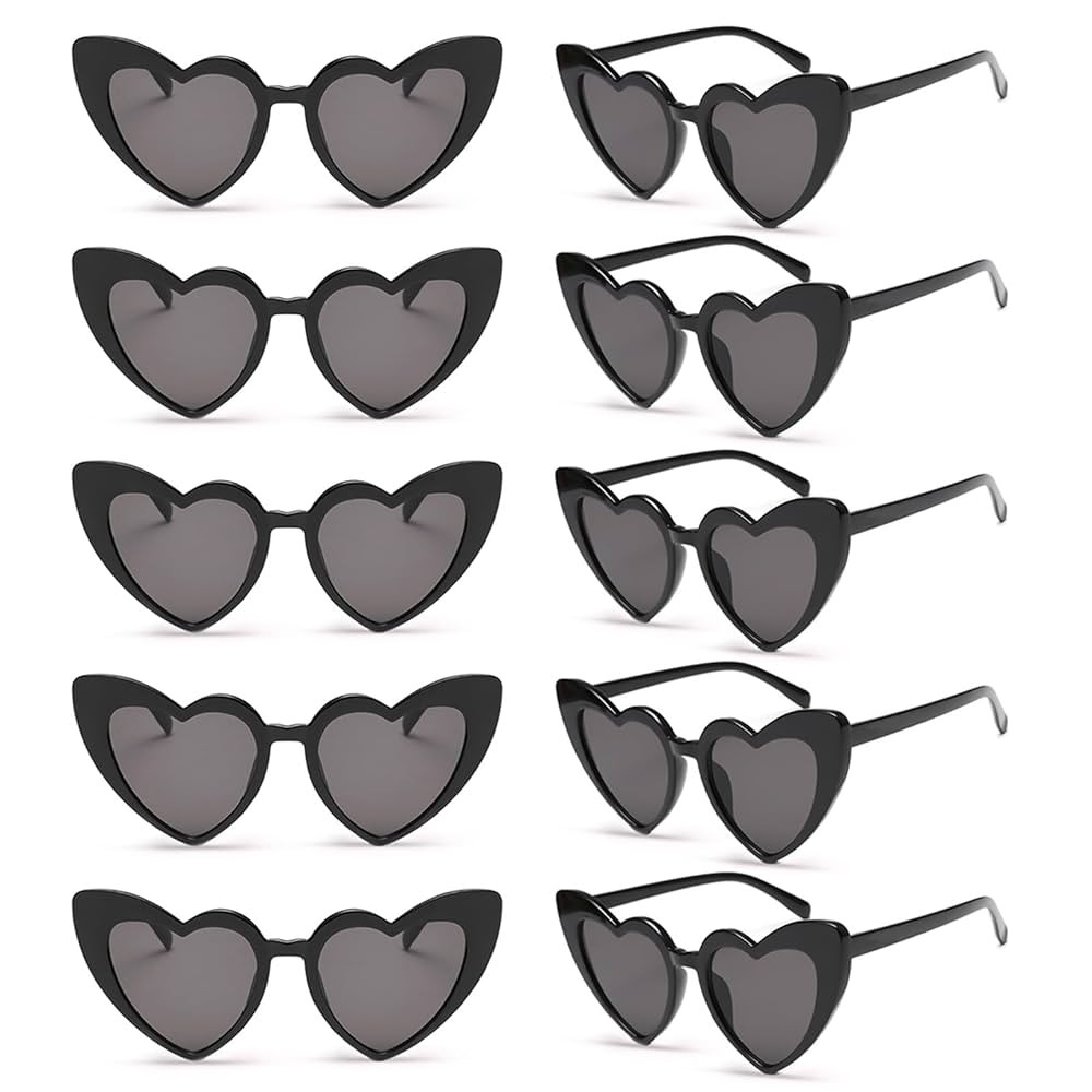 10 Pack Heart Shaped Sunglasses Womens Cat Eye Heart Glasses Bachelorette Party Favors Wedding Su... | Amazon (US)