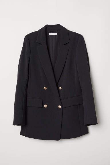 H & M - Double-breasted Jacket - Black | H&M (US)