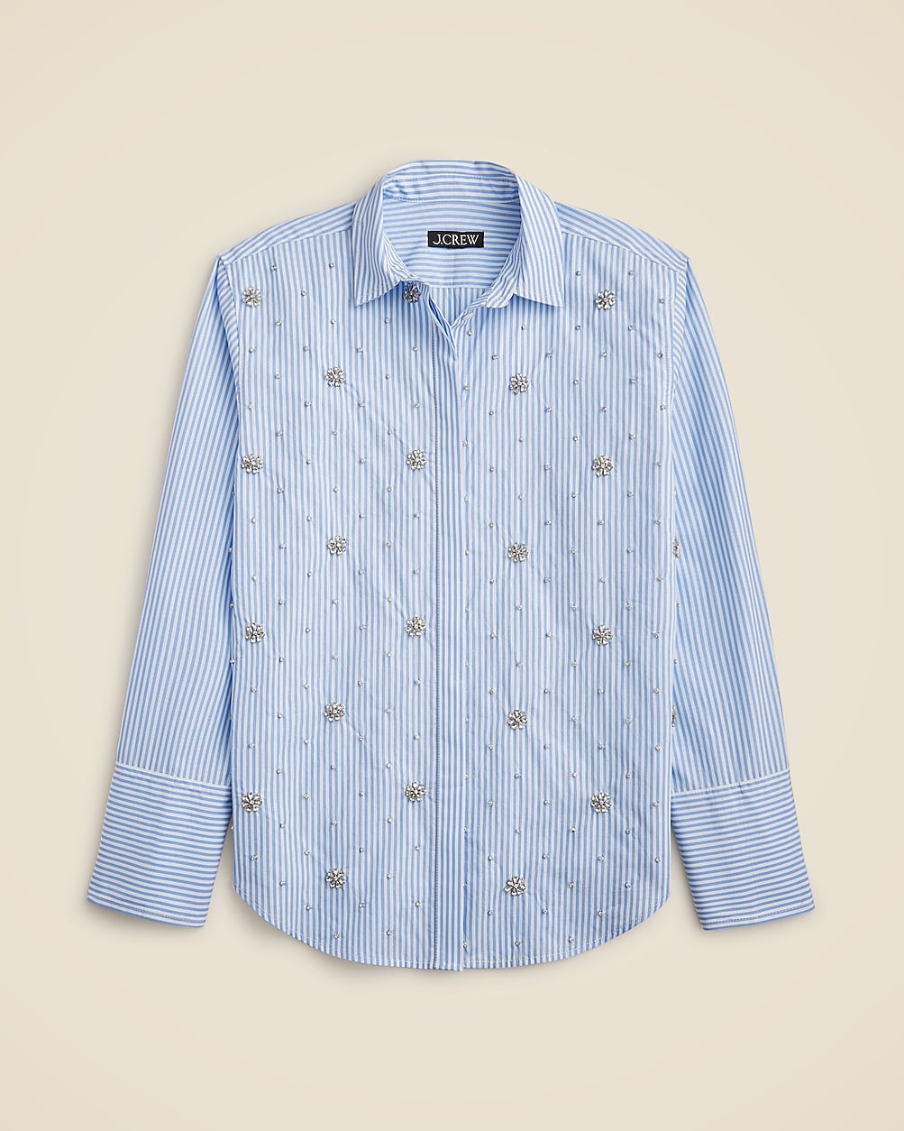 Collection garçon embellished shirt in blue pinstripe | J. Crew US