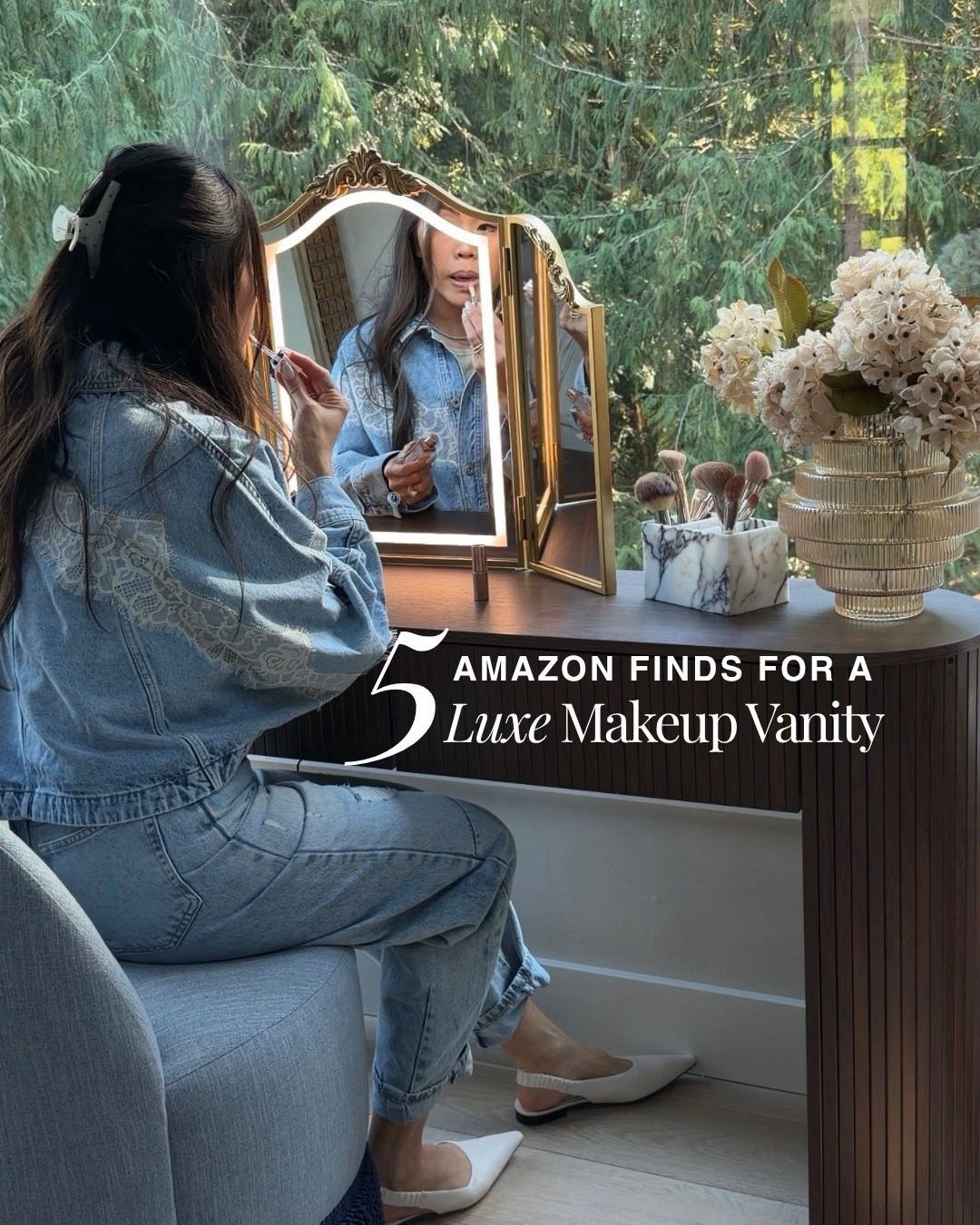 Back in stock alert. The 55” console table and LED trifold mirror are both under $200 and they sell out FAST. Run, don’t walk.. 🪞✨ ps

