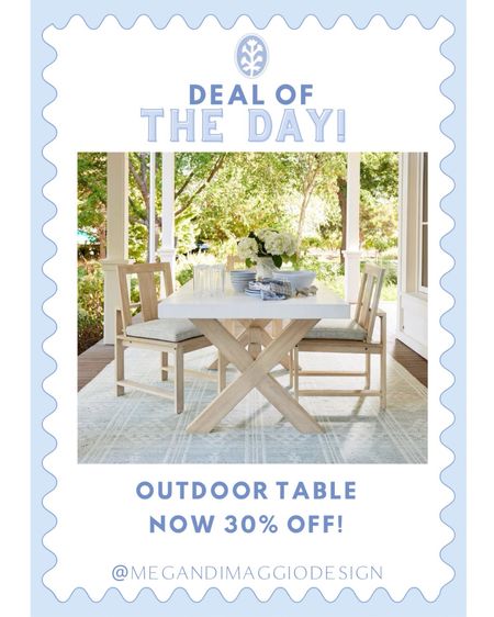 Major sale alert on this beautiful outdoor dining table!! 😍 Save 30% OFF!! 🙌🏻☀️ love the x-base and contrasting solid top! 

#LTKsalealert #LTKSeasonal #LTKhome