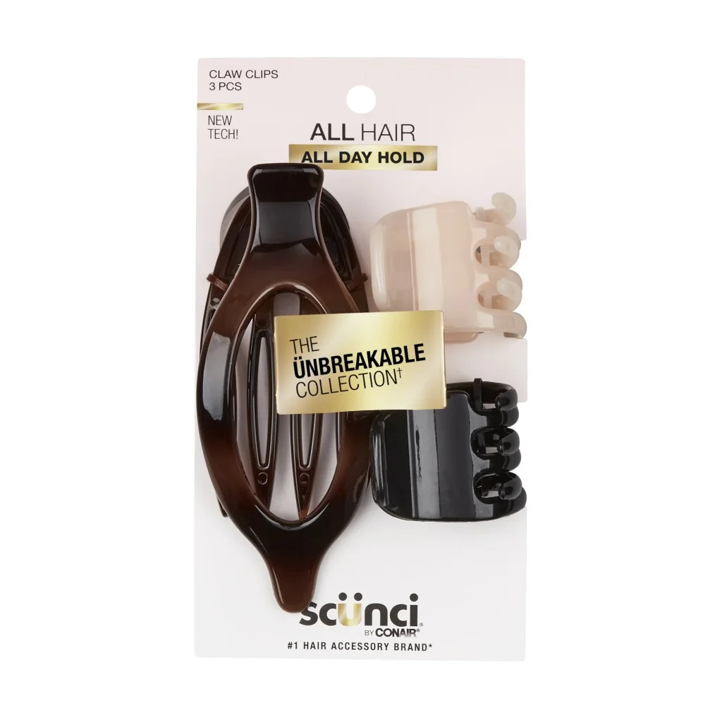 Scunci Flat Clip + Chuncky Unbreakable Collection, Assorted Colors, 3 Count | Walmart (US)