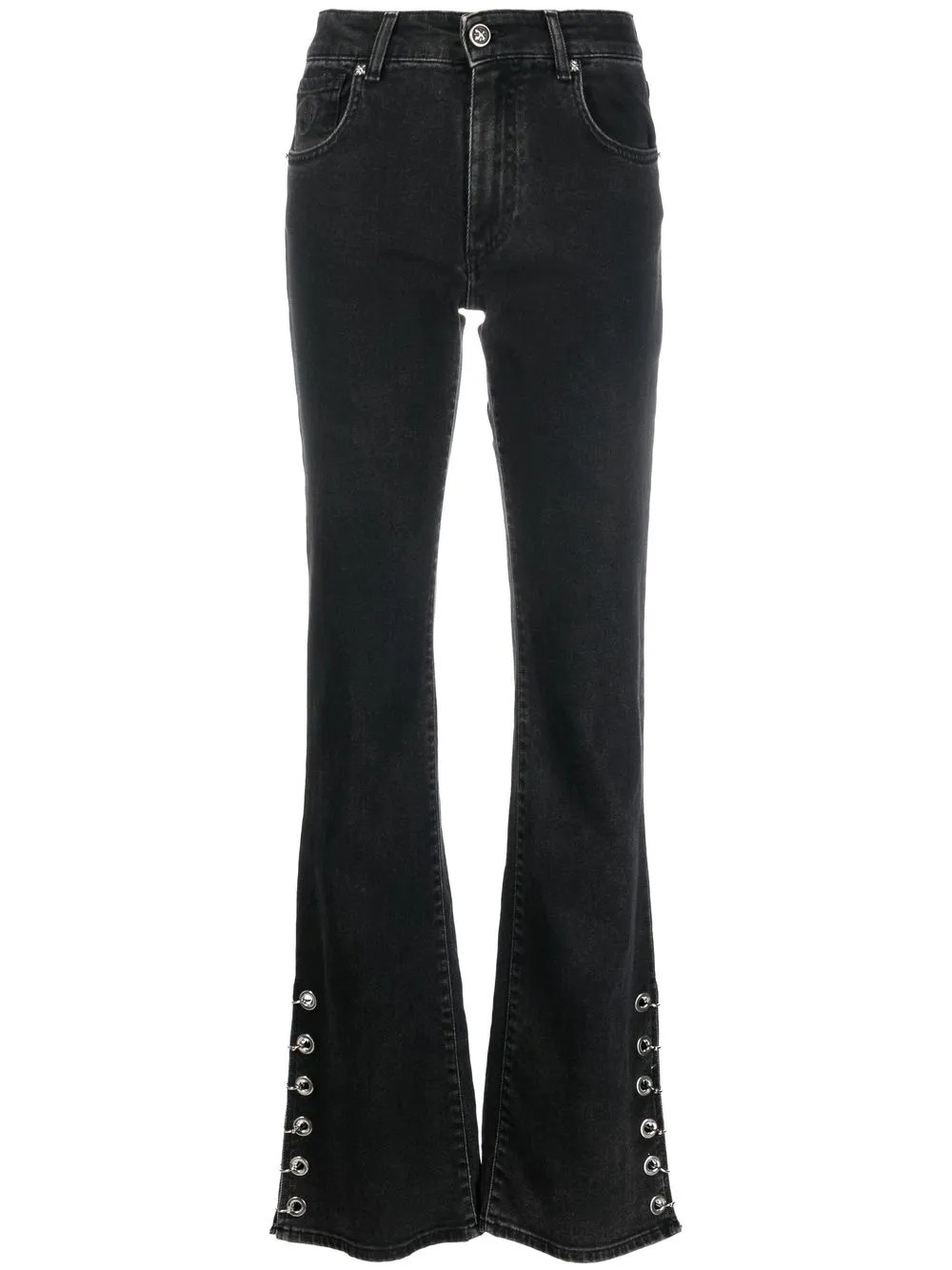 John Richmond Flared eyelet-detail Denim Jeans - Farfetch | Farfetch Global
