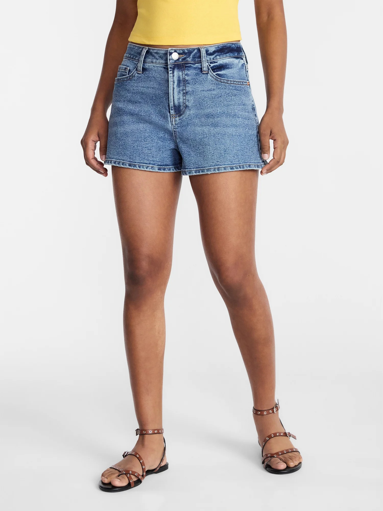No Boundaries Denim Mom Shorts, 2.25" Inseam, Women's 00-20 - Walmart.com | Walmart (US)