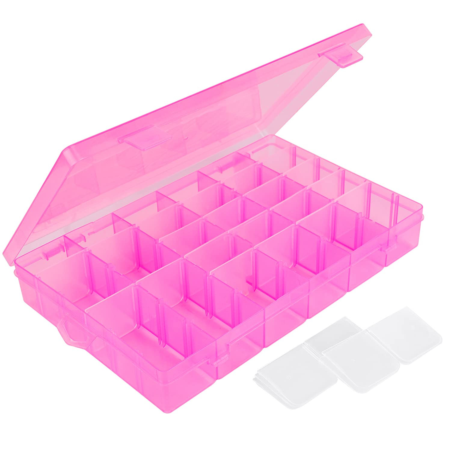 False Nail Container, Cosics Bright Pink 36-Gird Plastic Nail Art Organizers Storage Box with Adj... | Amazon (US)
