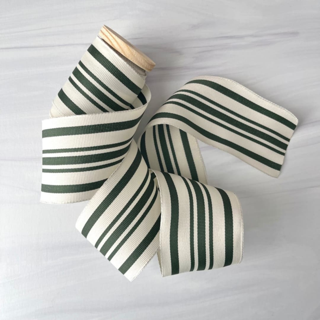 2.5" Green Cotton Garland Ribbon - 5 yards | Minted