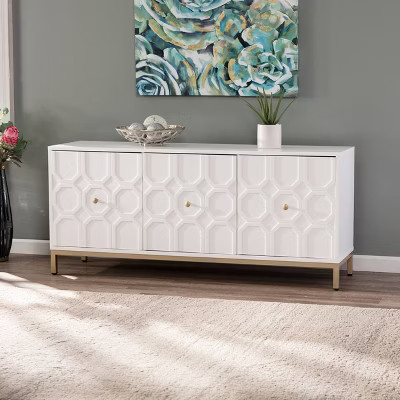 Three Door Gramden Antique Accent Cabinet White - Aiden Lane | Target