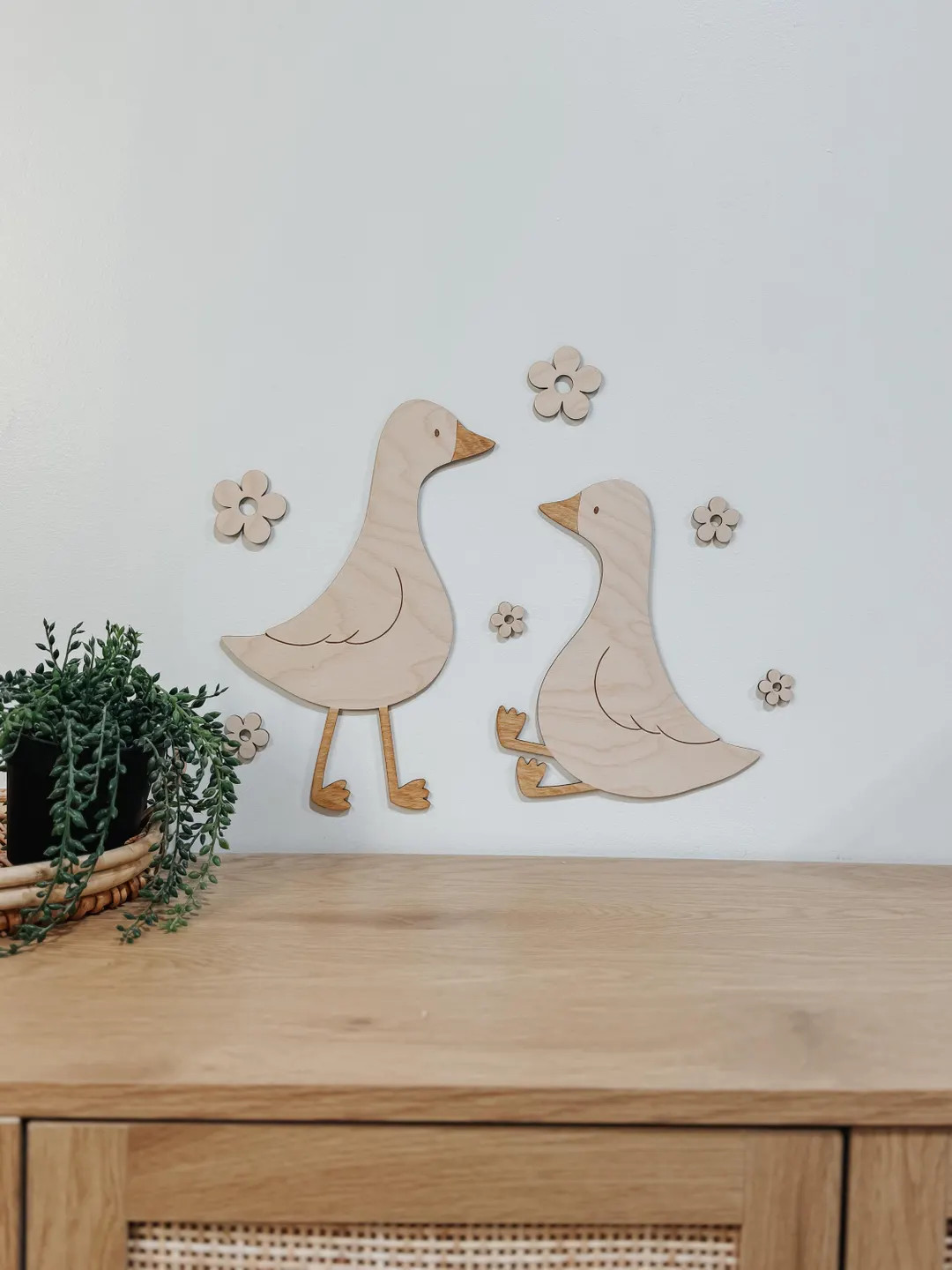 Wooden Geese Wall Decor With Flowers – Laser Cut Birch Nursery & Baby Shower Decoration - Etsy | Etsy (US)