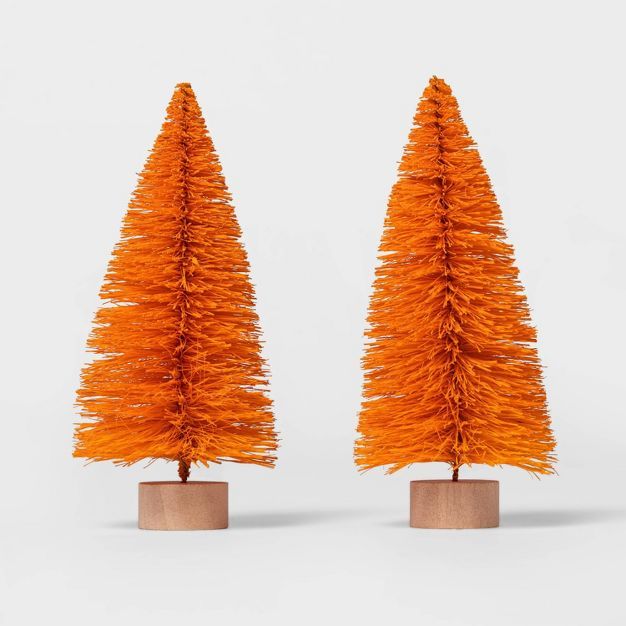 2pk Orange Bottle Brush Halloween Artificial Tree - Hyde &#38; EEK! Boutique&#8482; | Target