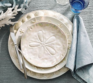 Pearlescent Sand Dollar Stoneware Salad Plates - Set of 4 | Pottery Barn (US)
