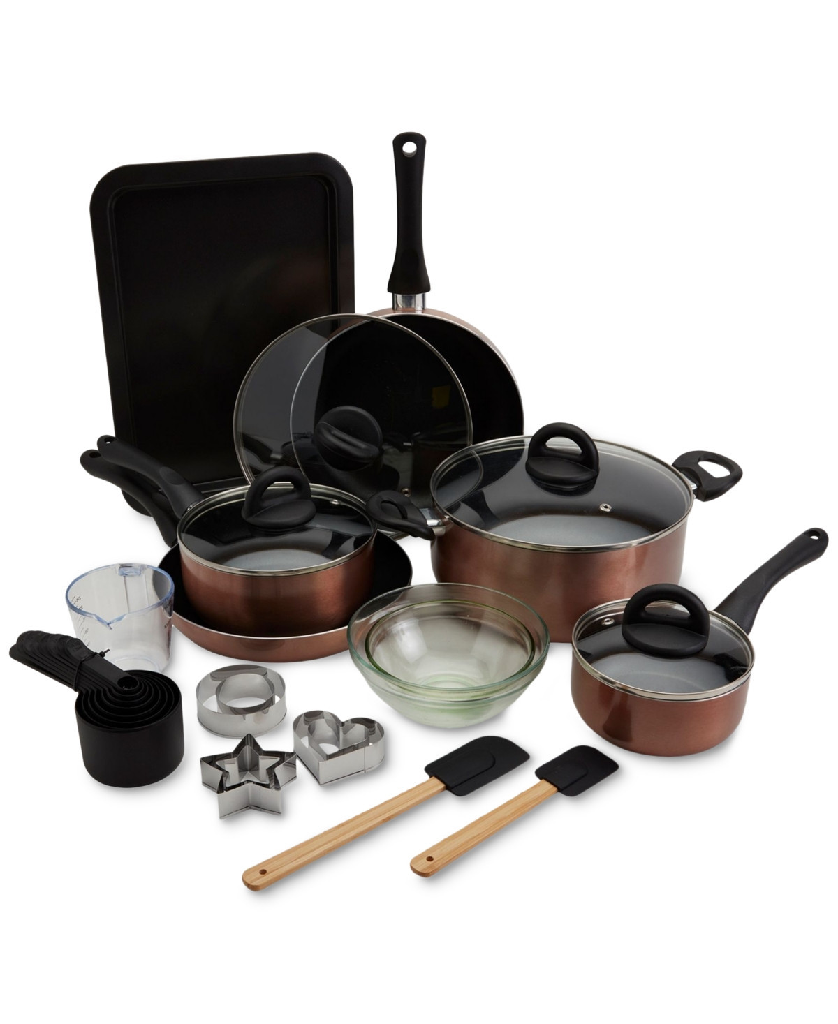 Basic Essentials 29-Pc. Nonstick Aluminum Cookware & Bakeware Set - Copper | Macy's