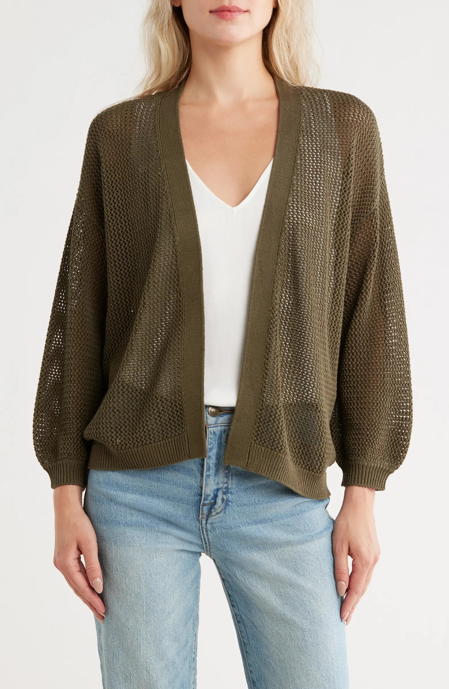 Open Stitch Open Front Cotton Cardigan | Nordstrom Rack