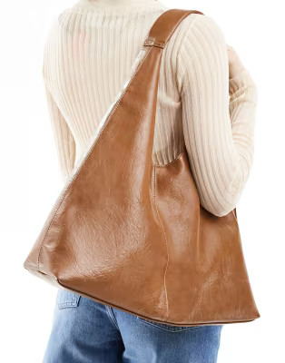 ASOS DESIGN large scoop tote bag in brown | ASOS (Global)