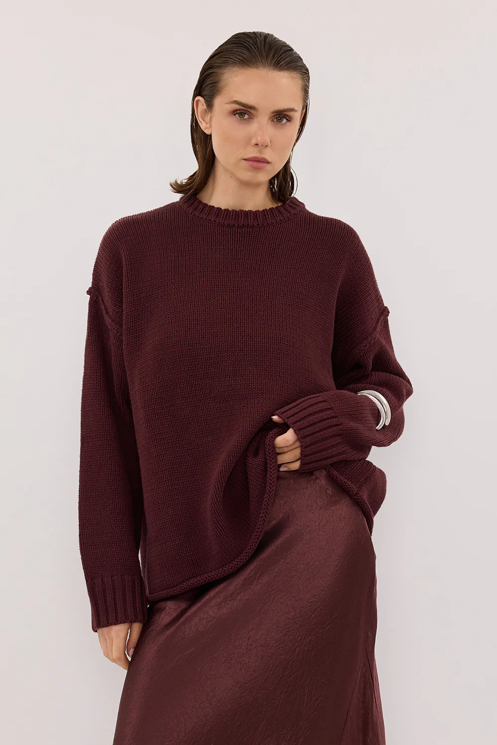 ROY WALNUT OVERSIZED LONGLINE KNIT JUMPER | DISSH