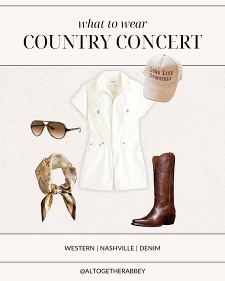 Country Concert Outfit Inspo perfect for your trip to Nashville or Summer Concert! 🤠

CMA Fest Outfit || Nashville Outfits || Country music festival || coastal cowgirl style inspo || Summer outfit inspo || denim utility romper || denim dress || western boots || cowgirl boots || summer outfits || 

#LTKFestival #LTKSeasonal #LTKStyleTip