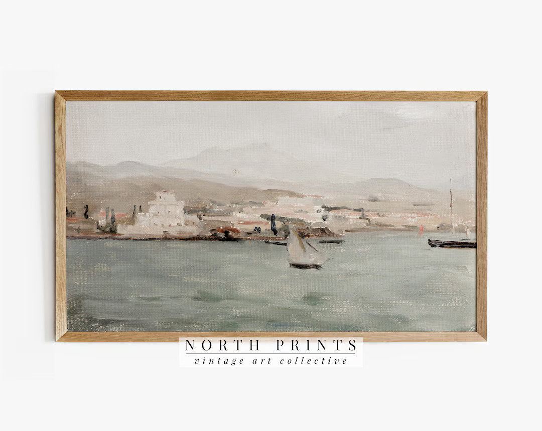 Samsung Frame TV Art Vintage Mediterranean Coastal Painting DIGITAL Download TV240 - Etsy | Etsy (US)