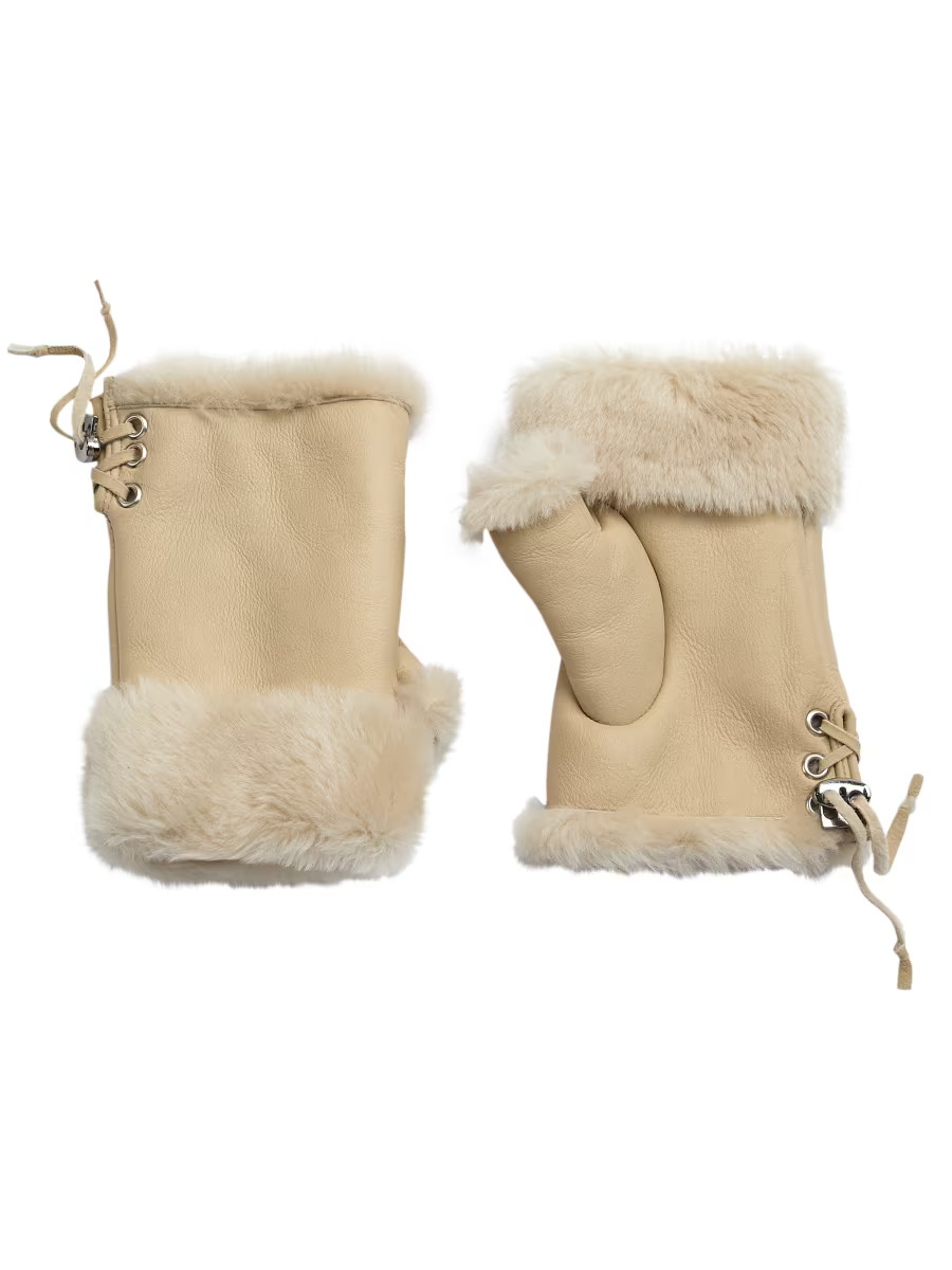 Maximilian Shearling Lace-Up Fingerless Gloves | Saks Fifth Avenue (UK)