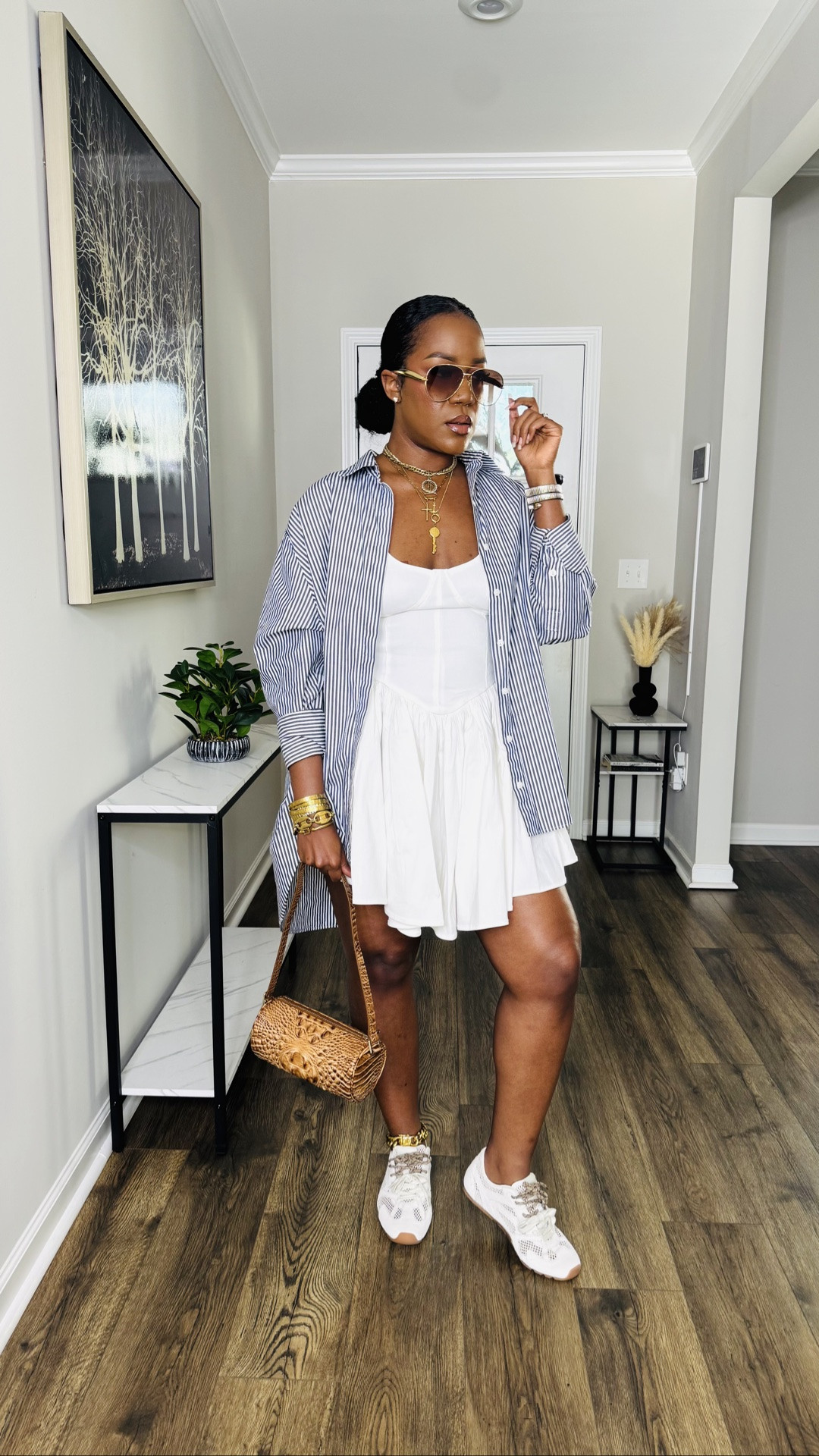 Button down: @Zara 
Dress: @12th Tribe 
Sneakers: @Steve Madden US 
Necklace: @petitmoments

#LTKootd #LTKgrwm #LTKMidsize