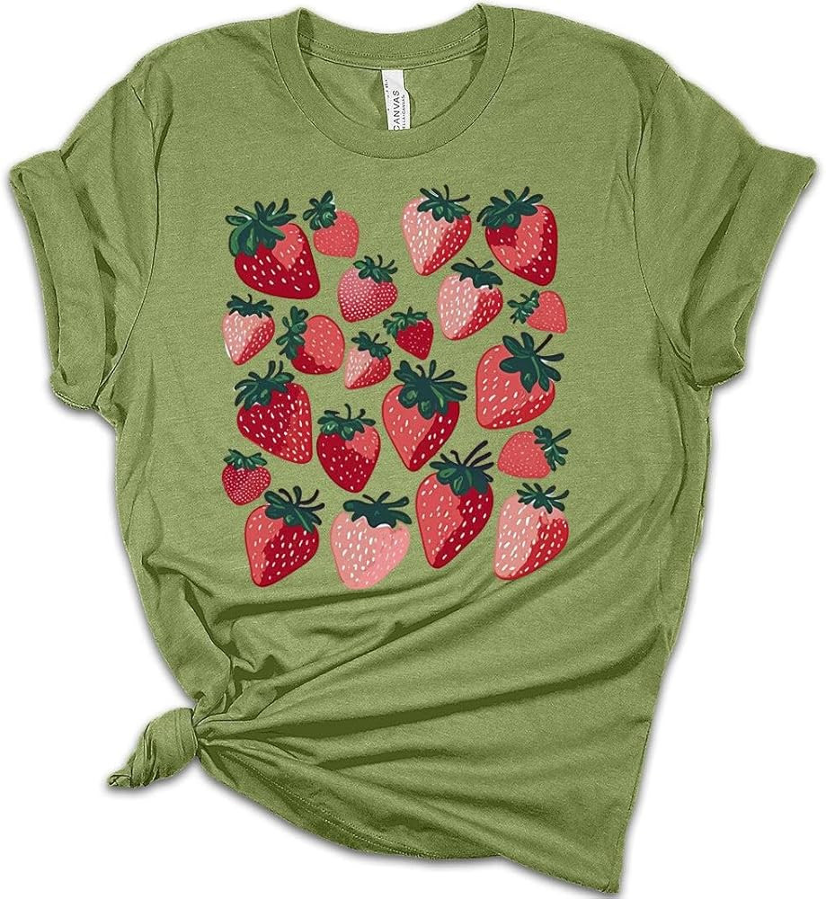 GyftWear Womens Strawberry Shirt Cute Fruit T Shirts Strawberries Print Cottagecore Clothing Gard... | Amazon (US)