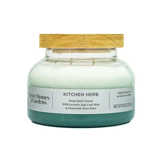Better Homes & Gardens 18oz Kitchen Herb & Garden Scented 2-Wick Ombre Bell Jar Candle | Walmart (US)