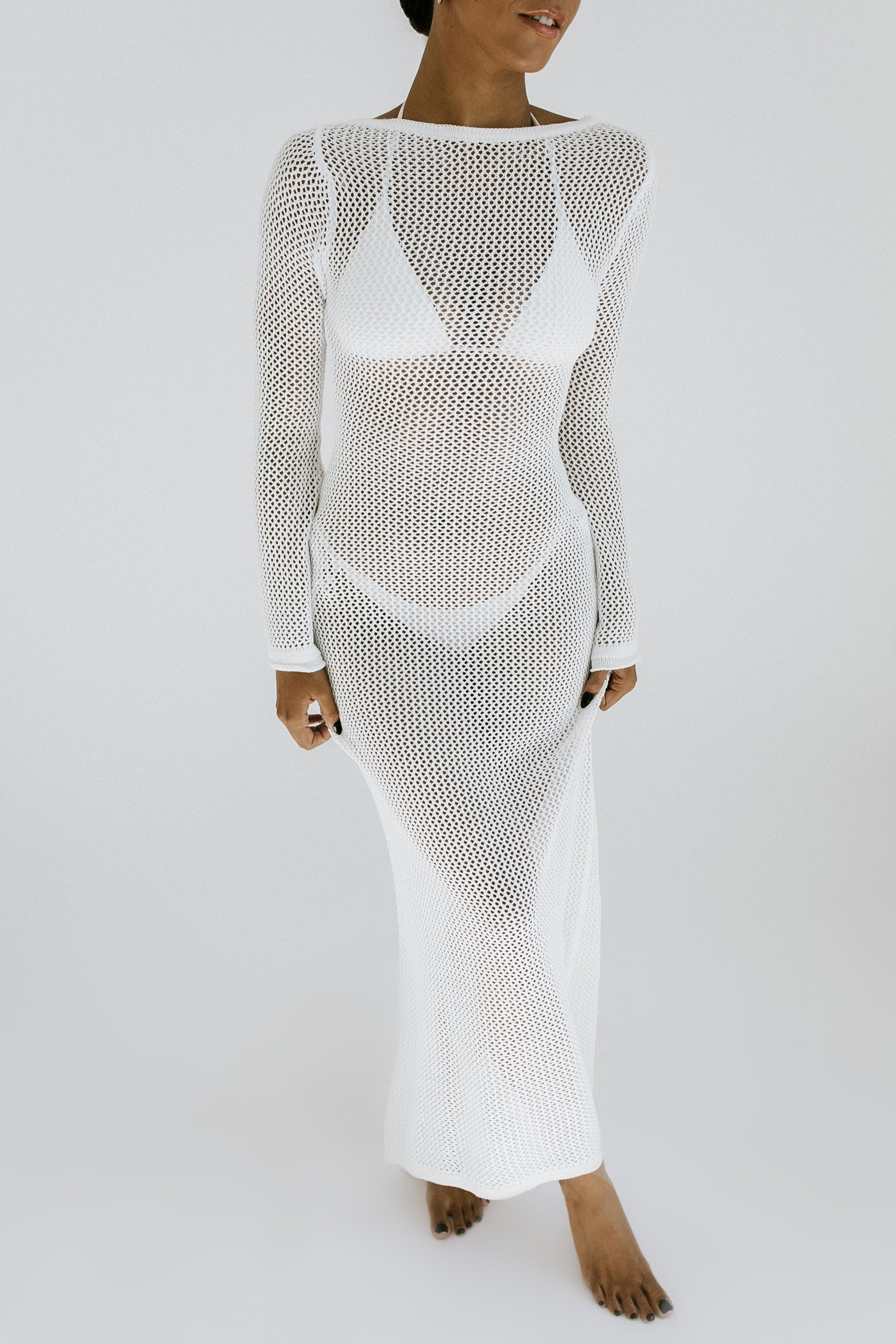 First Glance Knit Maxi Dress - White - THELIFESTYLEDCO Shop | THELIFESTYLEDCO