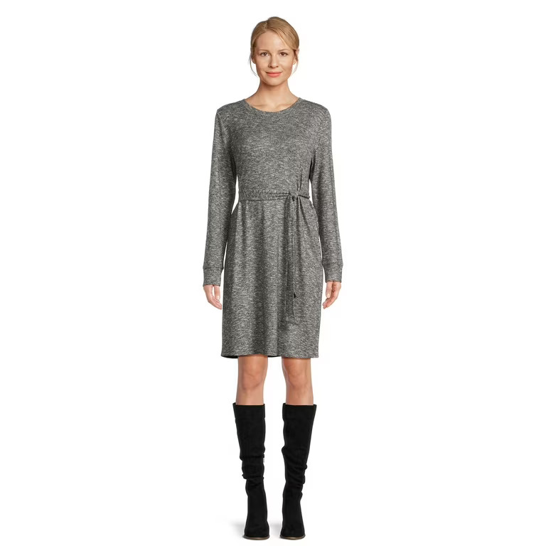 Time and Tru Women's Hacci Knit Midi Dress, Sizes XS-XXXL | Walmart (US)