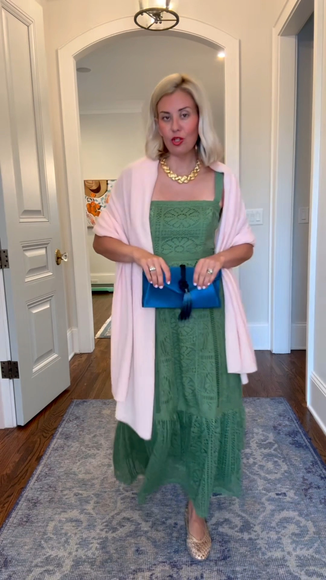 Pro tip: don’t overlook the jewels & bags!
 Sizing: Short dress 4
Jacket S Heels 8
Green dress S (need xs) Flats 7.5  

Honored to be a #tuckernuckpartner ! @Tuckernuck