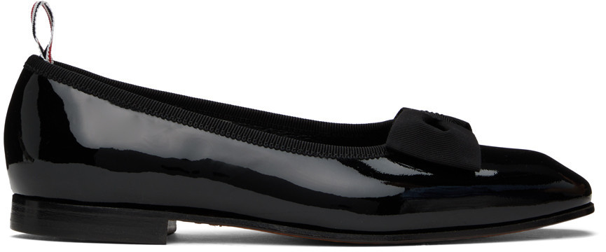 Thom Browne Black Soft Patent Opera Ballerina Flats | SSENSE