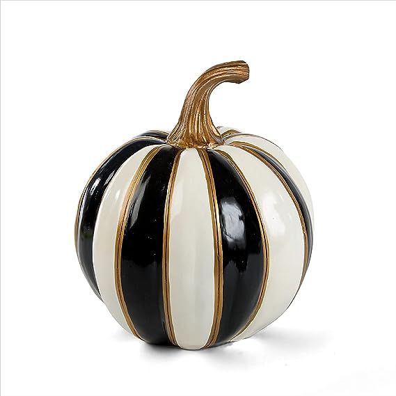 MacKenzie-Childs Black-and-White Stripe Small Decorative Pumpkin for Fall Decor, Autumn Decoratio... | Amazon (US)