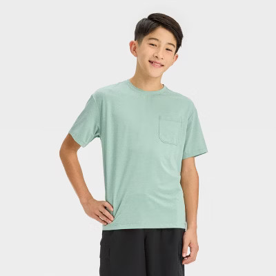 Boys' Ventilated Pocket T-Shirt - All In Motion™ Heather Green L | Target