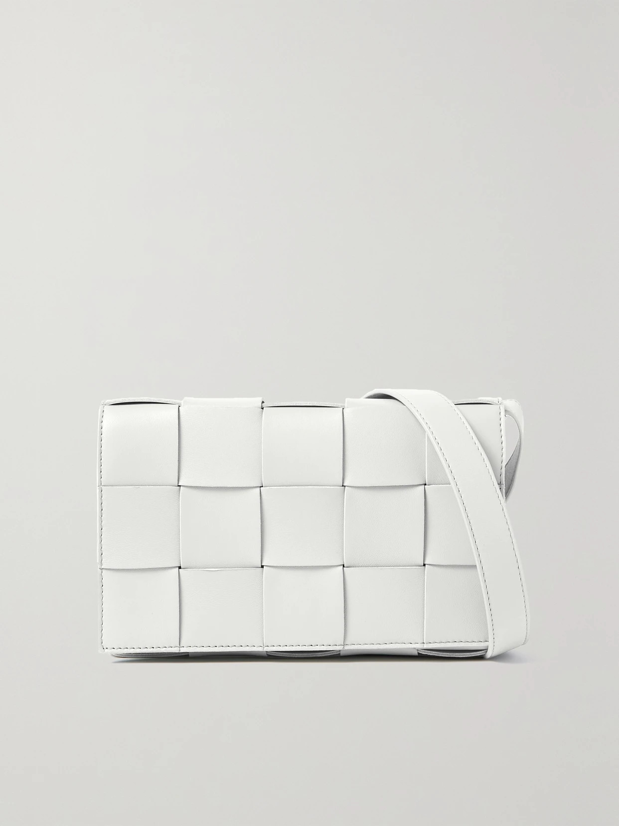 Bottega Veneta - Cassette Small Intrecciato Leather Shoulder Bag - White | NET-A-PORTER (US)