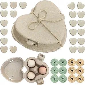 Heidi 3 Egg Carton 3-Count 24 Paper Egg Cartons Heart Shaped with Egg Carton Label Stickers and J... | Amazon (US)