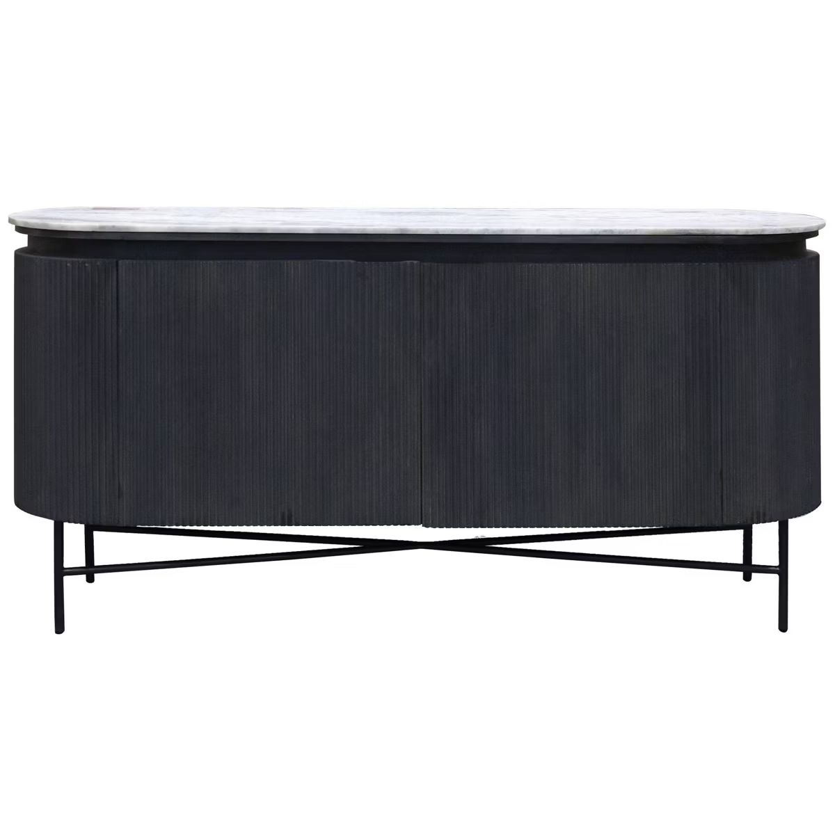 Granite Top and Metal Legs Racetrack Sideboard Cabinet White/Charcoal - StyleCraft | Target