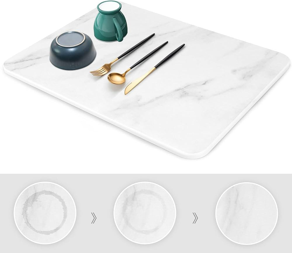 Stone Drying Mat for Kitchen Counter, Super Absorbent, Heat Resistant Dish Drying Mats, Eco-Frien... | Amazon (US)