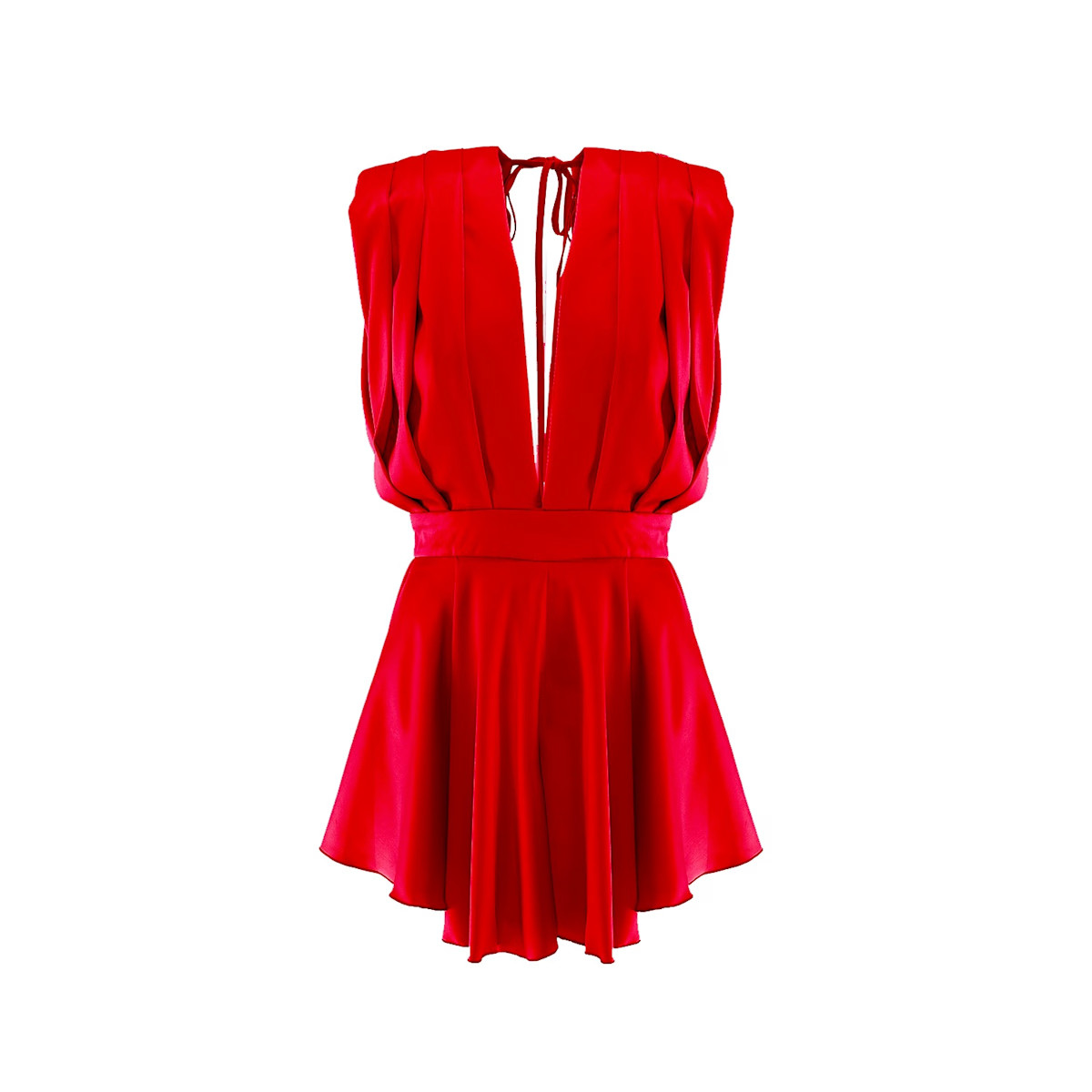 Red Mini Draped Jumpsuit | Wolf & Badger