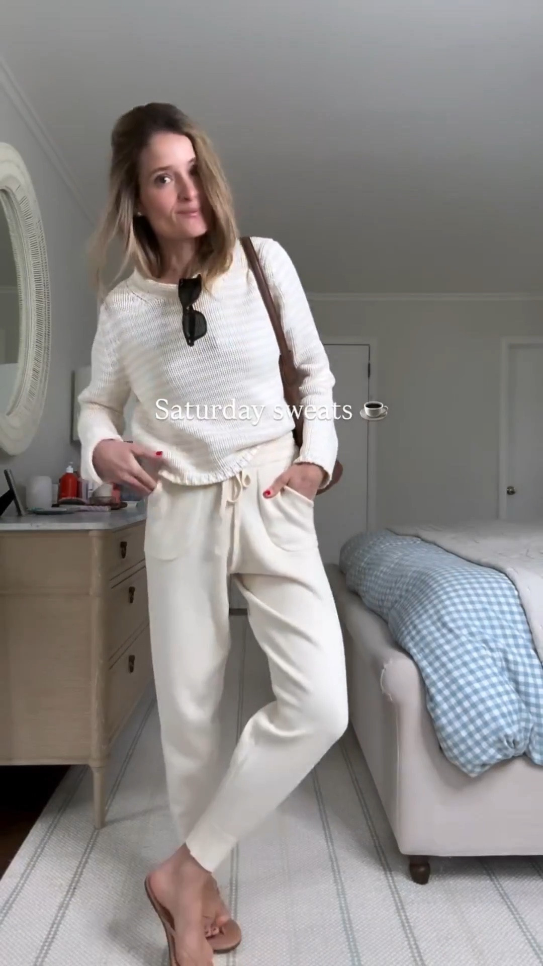 Saturday sweats ☕ 

Obsessed with these Minnow sweats. Will be a staple for weekend coffee runs and all summer long on cool beach days • My most worn La Ligne cotton sweater from last summer. The knit details and the colors are stunning IRL. I get asked about this sweater every time I wear it! • TKEES are the only flip flop you need  

Sizing…sweater: wearing a small, joggers: wearing a small but they run big IMHO i could have done an XS, flip flops: run tts, in a 7. own the j.crew factory sweater too - size up 1 for a similar fit sweater: wearing a small, joggers: wearing a small but they run big IMHO i could have done an XS, flip flops: run tts, in a 7. own the j.crew factory sweater too - size up 1 for a similar fit to La Ligne! xx 

#ootd #lounge #outfitoftheday #outfitinspo #everydaystyle

#LTKSeasonal #LTKdayinmylife #LTKgrwm