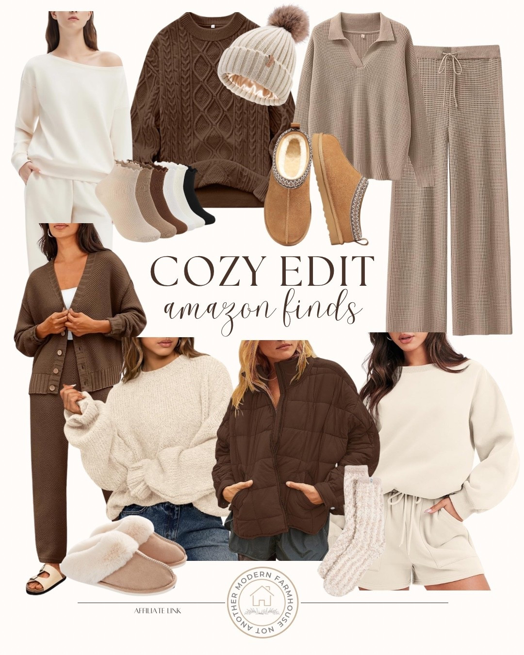 Cozy finds all from Amazon! ☁️ Ultimate cozy outfits and slippers, perfect for snuggling up this season! Matching sets, cableknit, neutral finds, chocolate brown, gift ideas for her, socks, beanie, accessories, affordable Amazon fashion finds. 

 #LTKootd #LTKFindsUnder50