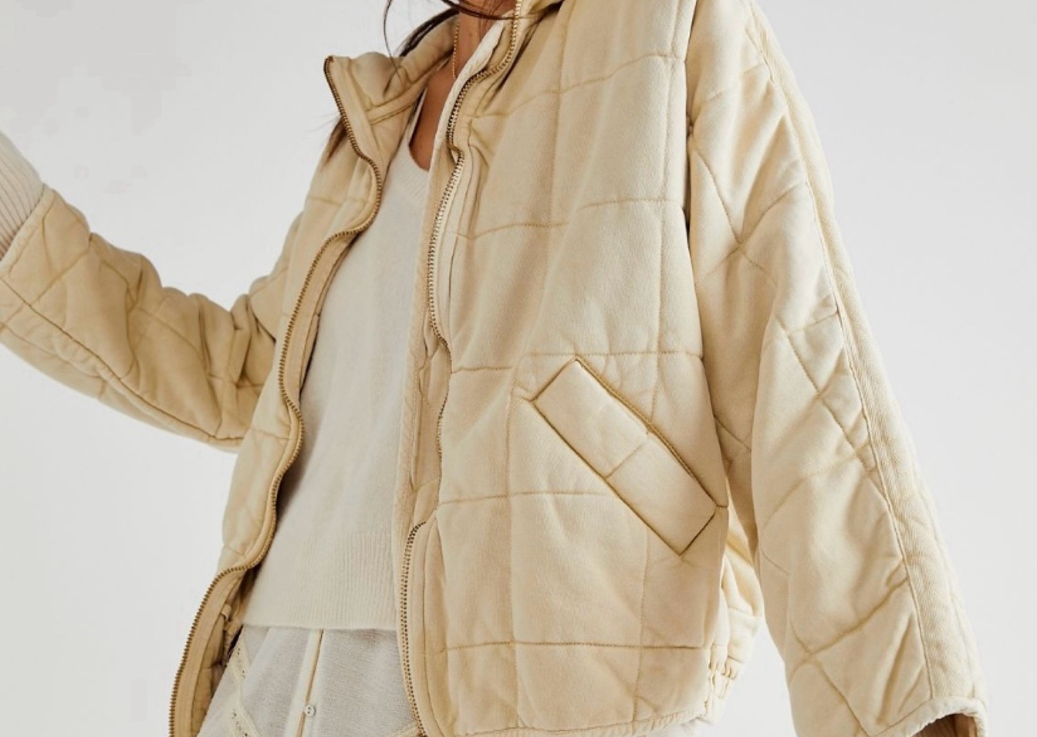 Quilted free people dolman jacket in vanilla cream  I bought the black last year and fell in love. Ordered this one tonight! Great for the crisp fall days ahead! 

#LTKSeasonal #LTKMidsize