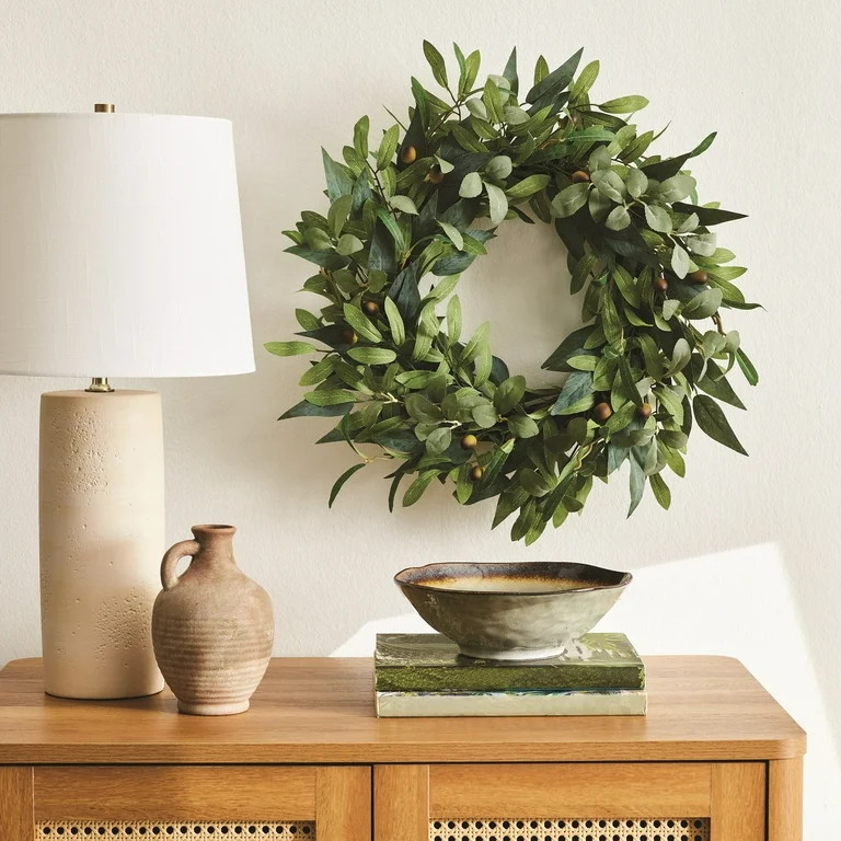 Better Homes & Gardens 18" Artificial Olive Stems Wreath | Walmart (US)