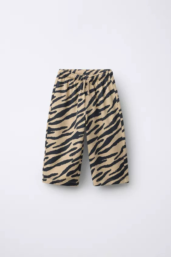 ANIMAL PRINT STRAIGHT PLUSH PANTS | Zara US